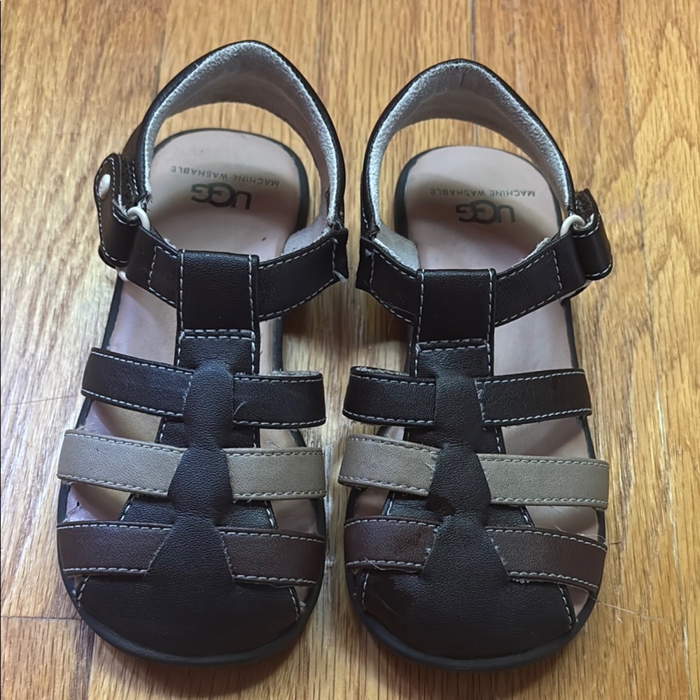 UGG Black and Tan Sandals Fisherman Style